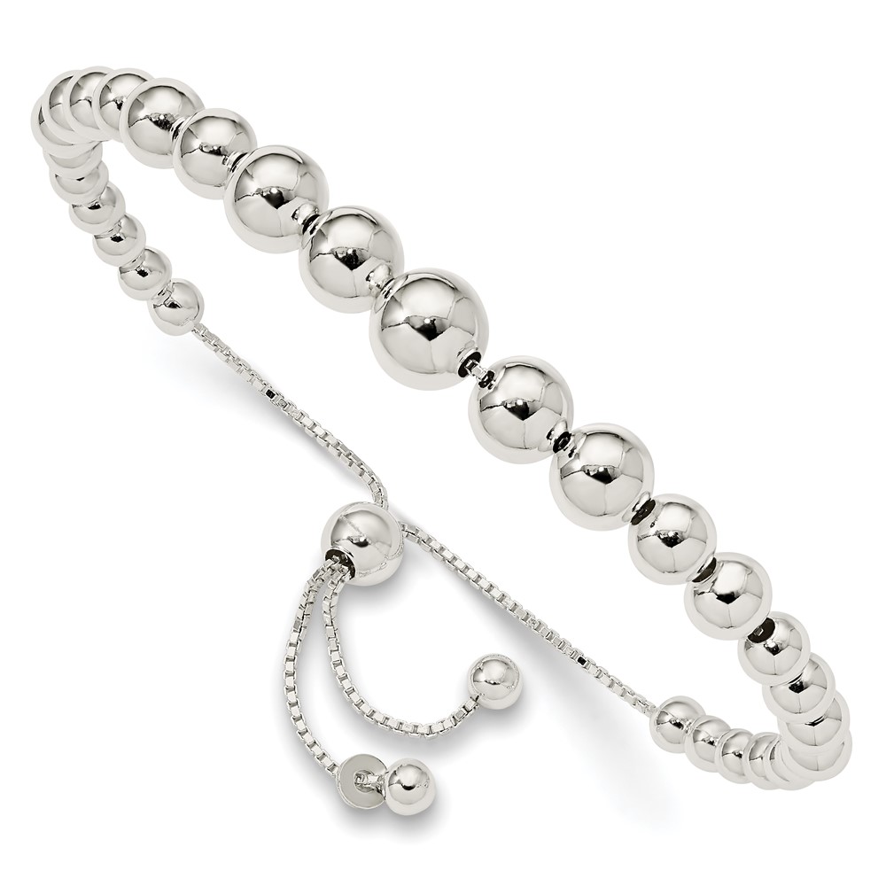 Sterling Silver Graduated Beads Adjustable Bracelet (QG4548-8.5)