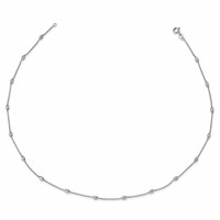 Sterling Silver Rhodium-plated Diamond-cut Beaded Station Necklace, 18" view 2