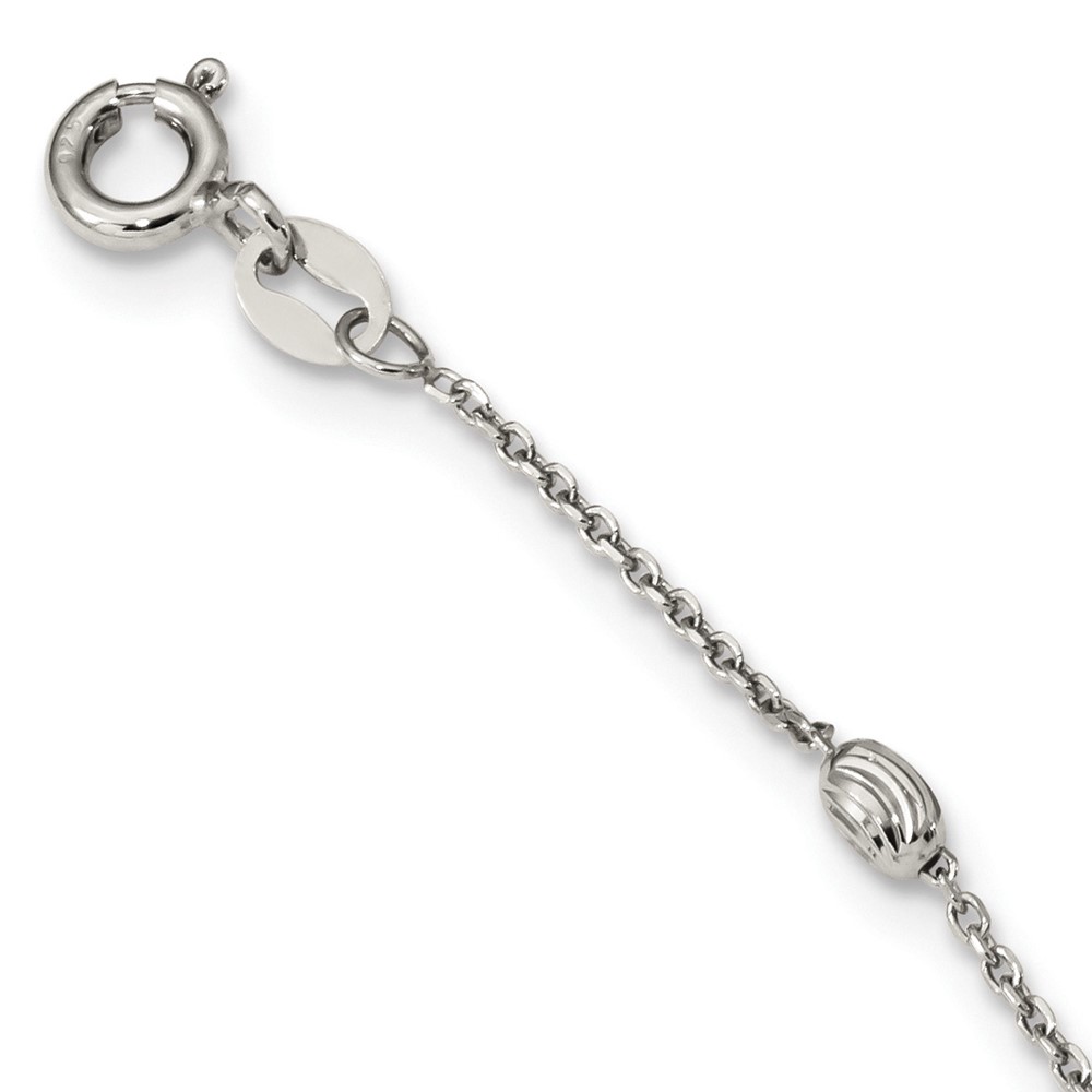 Sterling Silver Rhodium-plated Diamond-cut Beaded Necklace (QG4549-18)