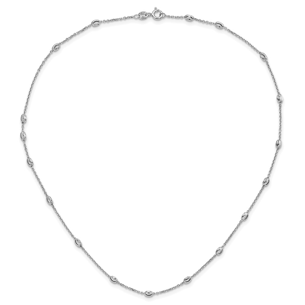 Sterling Silver Rhodium-plated Diamond-cut Beaded Necklace (QG4549-18)