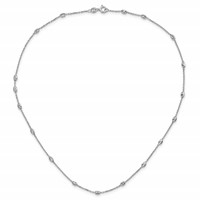 Sterling Silver Rhodium-plated Diamond-cut Beaded Station Necklace, 18" view 4