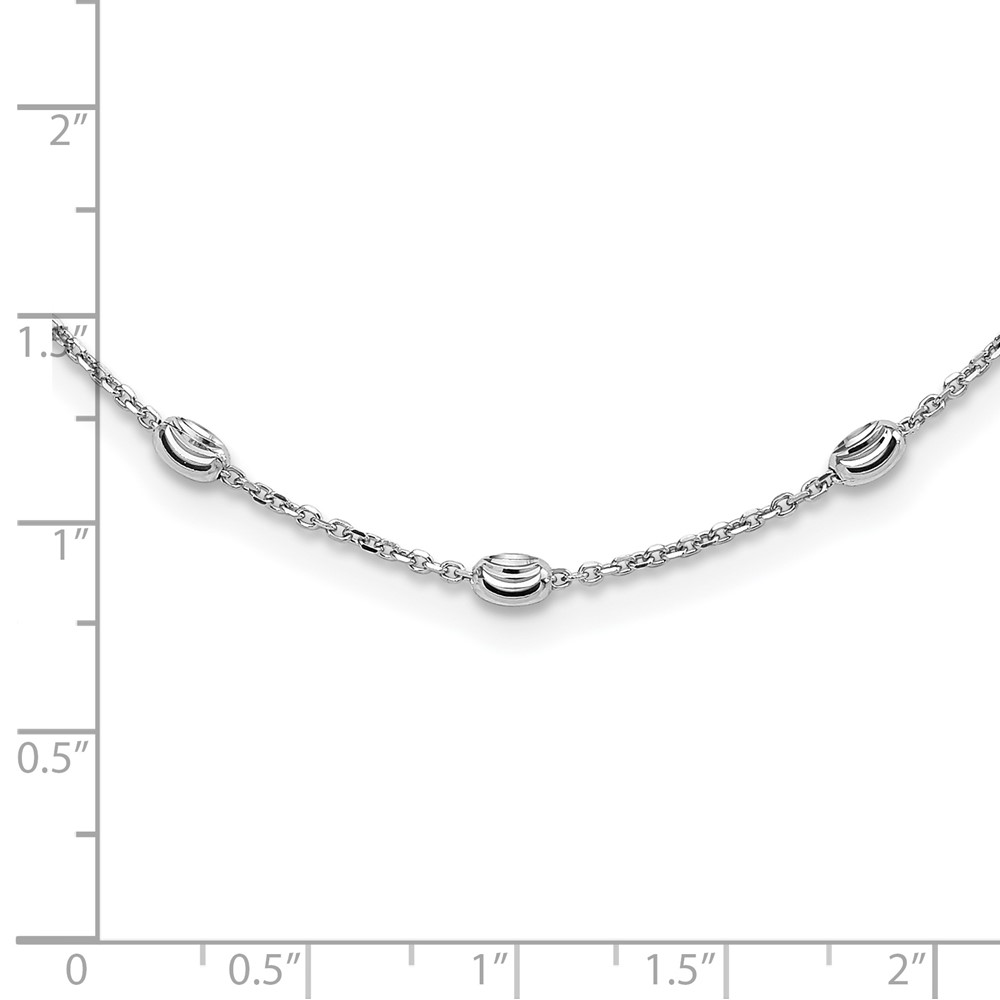Sterling Silver Rhodium-plated Diamond-cut Beaded Necklace (QG4549-18)