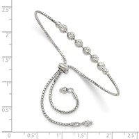 Sterling Silver Rhodium-plated Diamond-cut Beaded Adjustable Bolo Bracelet view 2