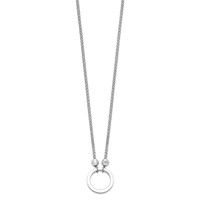 Sterling Silver Rhodium-plated Circle Necklace with Diamond-cut Beads view 2