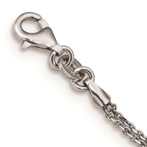 Sterling Silver Rhodium-plated Circle w/Diamond-cut Beads Necklace