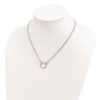 Sterling Silver Rhodium-plated Circle Necklace with Diamond-cut Beads view 4