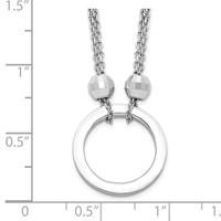 Sterling Silver Rhodium-plated Circle Necklace with Diamond-cut Beads view 5