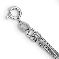 Sterling Silver Rhodium-plated Gold-tone and Rose-tone Diamond-cut Beaded 3-Strand Necklace, 18" view 2
