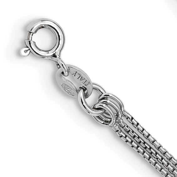 Sterling Silver Rhod-plated Diamond-cut Gold/Rose-tone 3 Strand Necklace