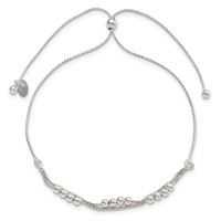 Sterling Silver Polished Beaded 2-Strand Adjustable Bolo Bracelet view 3