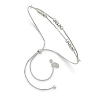 Sterling Silver Polished Beaded 2-Strand Adjustable Bolo Bracelet view 1