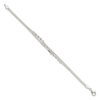 Sterling Silver Polished 3-Strand Bracelet, 7.5" view 2