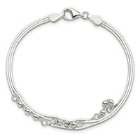 Sterling Silver Polished 3-Strand Bracelet, 7.5" view 4