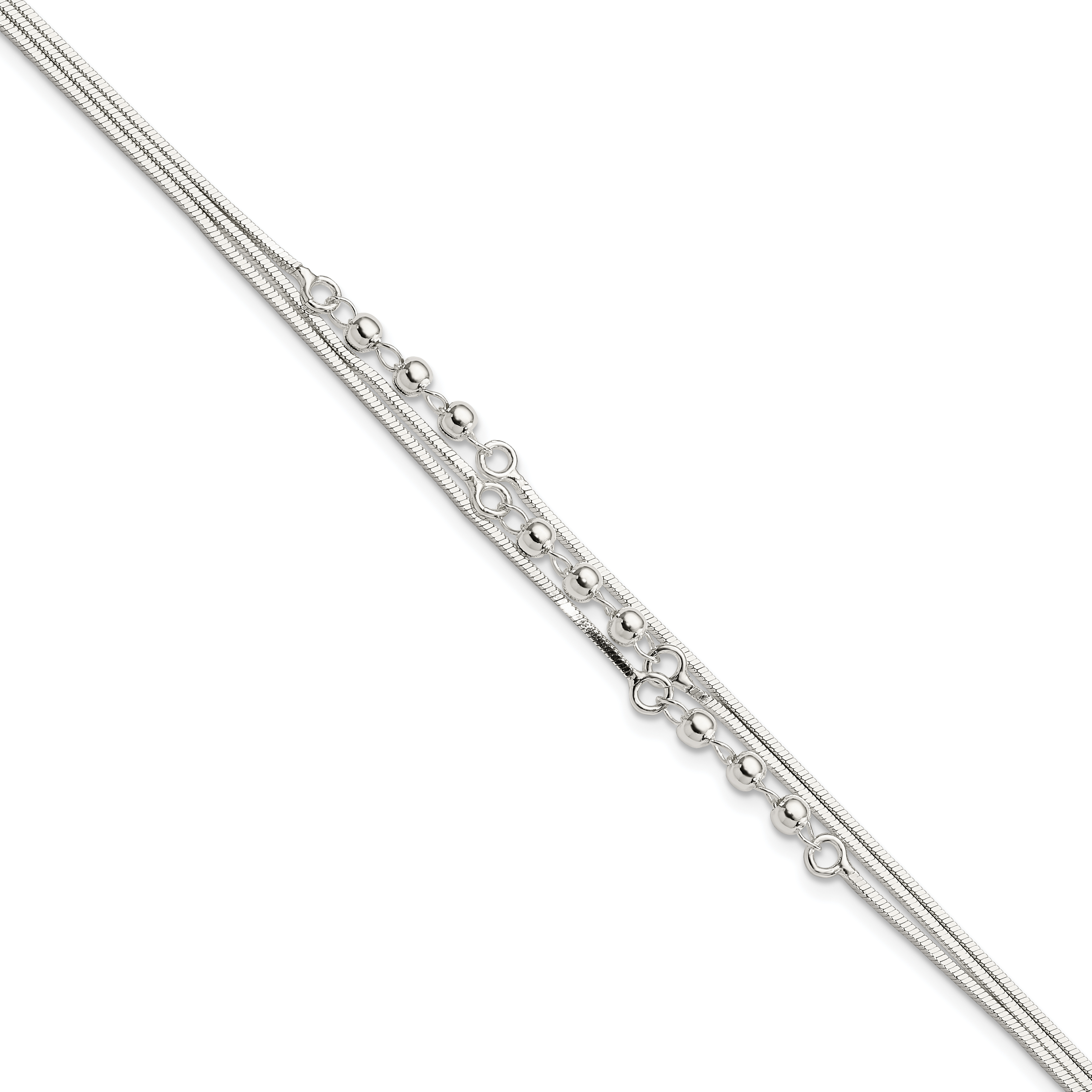 Sterling Silver Polished 3-Strand 7.5in Bracelet (QG4559-7.5)