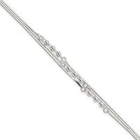 Sterling Silver Polished 3-Strand Bracelet, 7.5" view 1