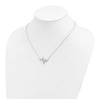Sterling Silver Rhodium-plated CZ Heartbeat Necklace, 18" view 3
