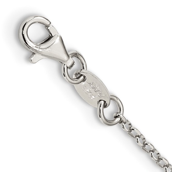 Sterling Silver Polished CZ Heart Necklace