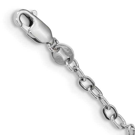 Sterling Silver Rhodium-plated Polished CZ Heart Necklace