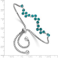 Sterling Silver Rhodium-plated Blue Zircon Wave Adjustable Bolo Bracelet view 2
