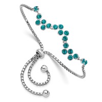 Sterling Silver Rhodium-plated Blue Zircon Wave Adjustable Bolo Bracelet view 1