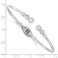 Sterling Silver Rhodium-plated Bezel CZ Hinged Bangle Cuff Bracelet view 2