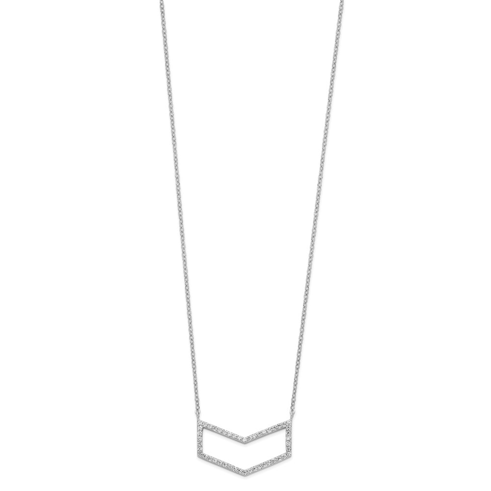 Sterling Silver Rhodium-plated CZ Necklace (QG4627-18)