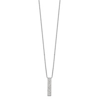 Sterling Silver Rhodium-plated CZ Dangle Bar Necklace, 18" view 2