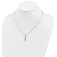 Sterling Silver Rhodium-plated CZ Dangle Bar Necklace, 18" view 3