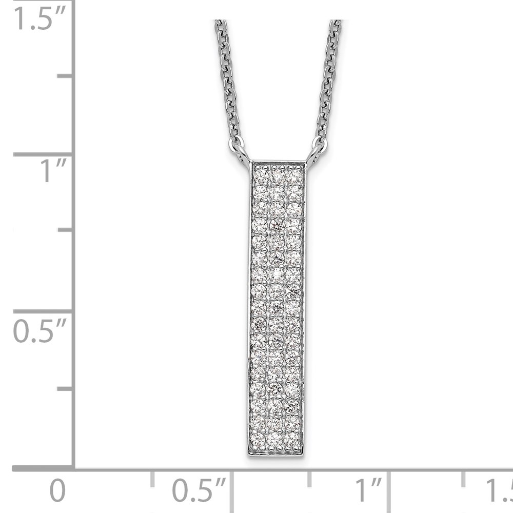 Sterling Silver Rhodium-plated CZ Dangle Bar Necklace (QG4631-18)