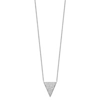 Sterling Silver Rhodium-plated Pave CZ Triangle Dangle Necklace, 18" view 2