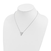Sterling Silver Rhodium-plated Pave CZ Triangle Dangle Necklace, 18" view 3