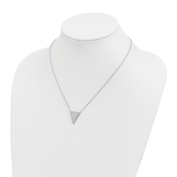 Sterling Silver Rhodium-plated CZ Triangle Dangle Necklace