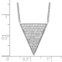 Sterling Silver Rhodium-plated Pave CZ Triangle Dangle Necklace, 18" view 4