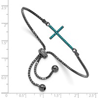 Sterling Silver Black-Rhodium Dyed Blue Howlite Cross Adjustable Bolo Bracelet view 2