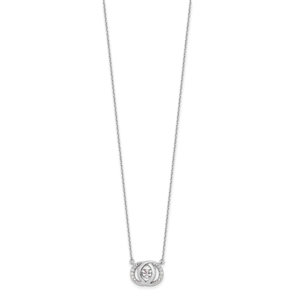 Sterling Silver Platinum-plate CZ w/two 1in ext. Necklace (QG4649-15.5)