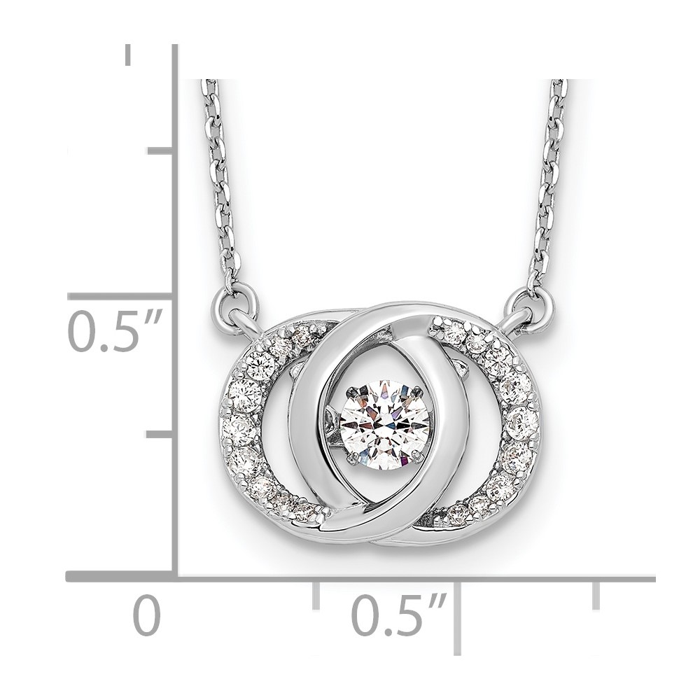 Sterling Silver Platinum-plate CZ w/two 1in ext. Necklace (QG4649-15.5)