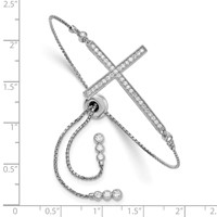 Sterling Silver Rhodium-plated CZ Polished Adjustable Cross Bracelet view 2