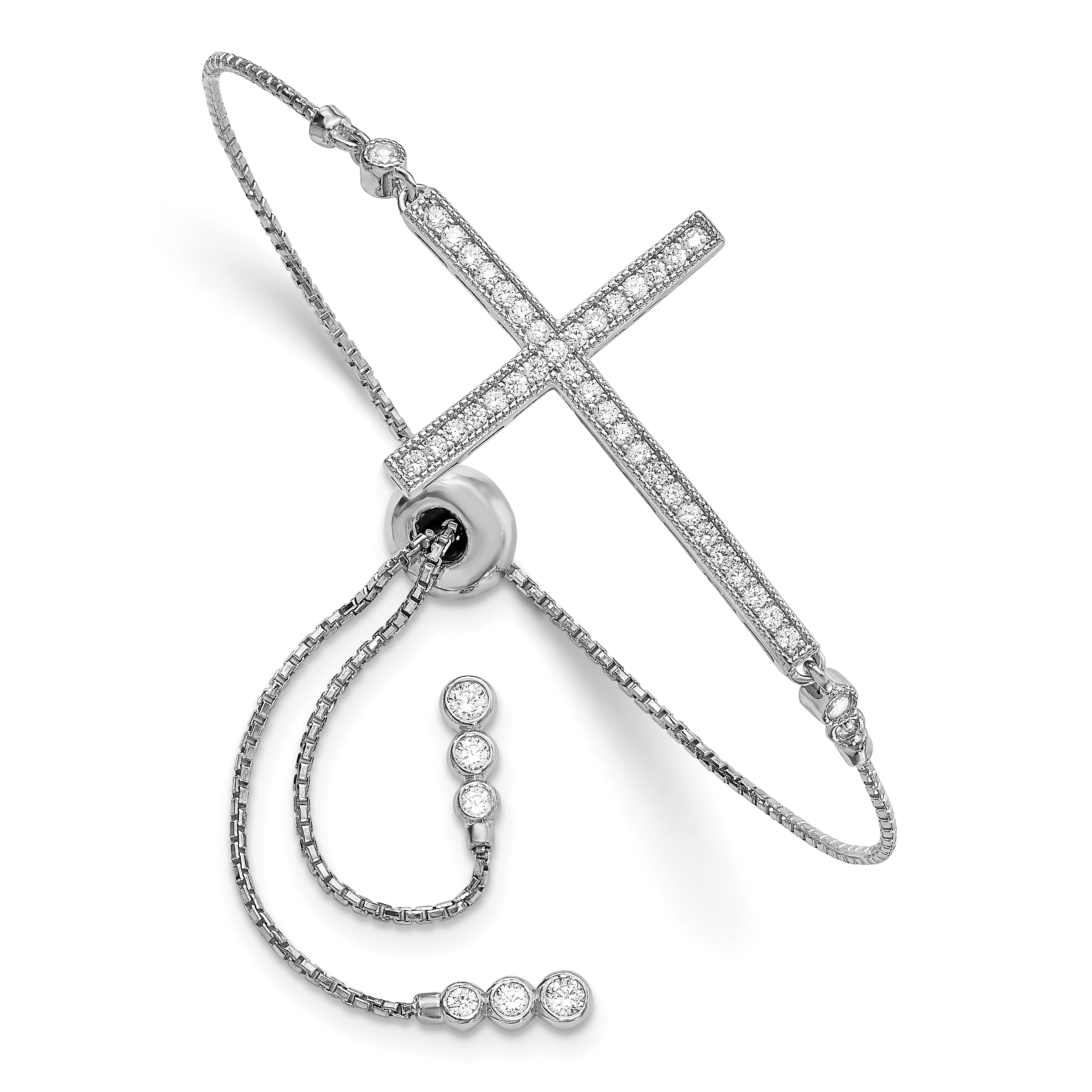 Silver CZ Polished Adjustable Cross Bracelet QG4653 | eBay