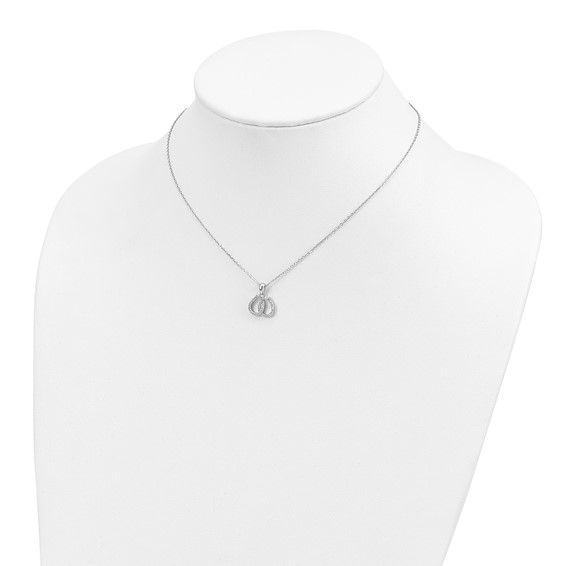 Sterling Silver Rhodium-plated CZ Double Horseshoe Necklace