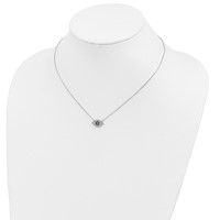 Sterling Silver Rhodium-plated Polished Blue and Clear CZ Eye Necklace, 17" view 3