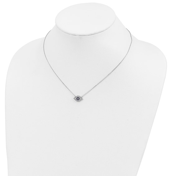 Sterling Silver Rhodium-plated Polished CZ Eye 17 inch Necklace
