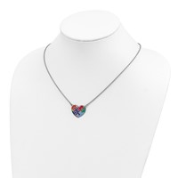 Sterling Silver Rhod-plated Enameled Autism Heart Necklace view 2