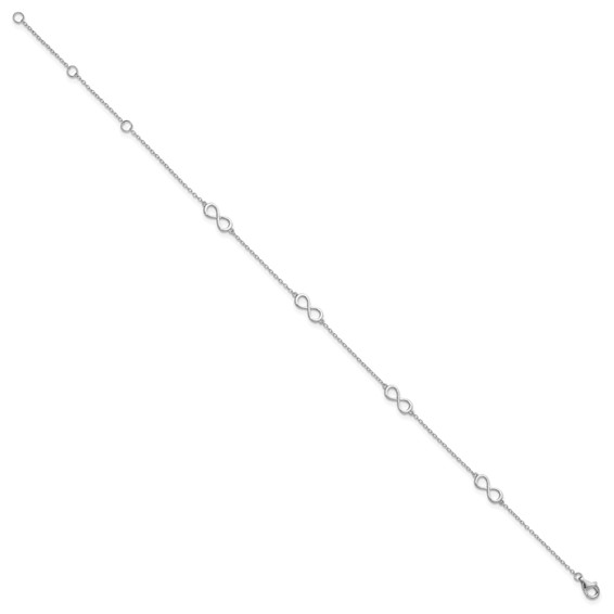 Sterling Silver Rhodium-plated Infinity 10 inch Plus 2 inch Extender - Total 12 inch Anklet