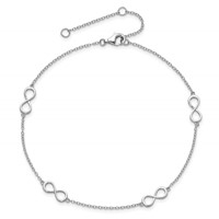Sterling Silver Rhodium-plated Infinity 9 Inch Plus 2 Inch Extender - Total 11 Inch Anklet view 5