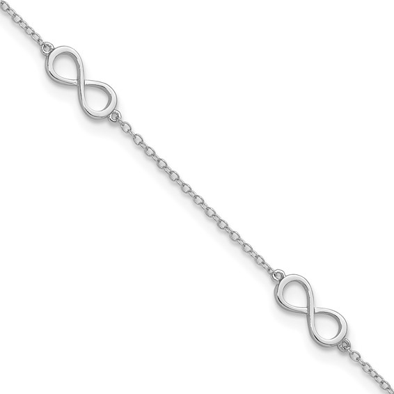 Sterling Silver Rhodium-plated Infinity 10 inch Plus 2 inch Extender - Total 12 inch Anklet