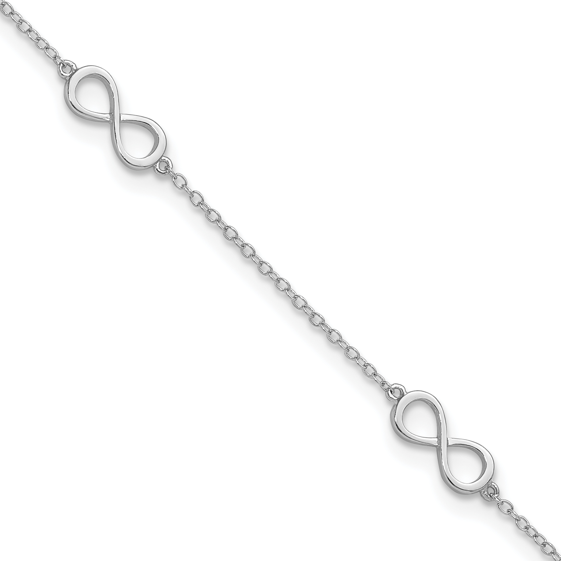 Sterling Silver Rhodium-plated Infinity 9in Plus 2in ext Anklet (QG4721-9)