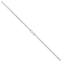 Sterling Silver 2-Strand Infinity 9 Inch Plus 1 Inch Extender - Total 10 Inch Anklet view 2