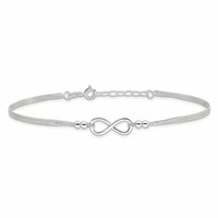 Sterling Silver 2-Strand Infinity 9 Inch Plus 1 Inch Extender - Total 10 Inch Anklet view 3