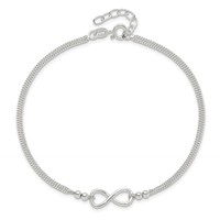 Sterling Silver 2-Strand Infinity 9 Inch Plus 1 Inch Extender - Total 10 Inch Anklet view 5