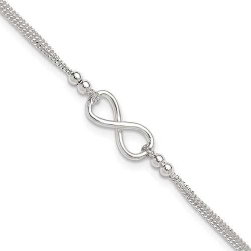 Sterling Silver 2-Strand Infinity Plus 1 Inch Extender - Total 10 Inch Anklet, 9"